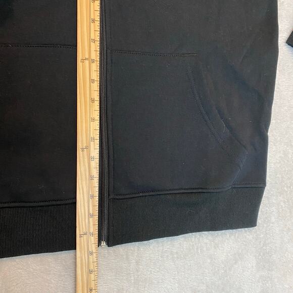 True Religion Y2K College Zip Hoodie Sweatshirt Men M Jet Black Logo Skater NWT - Picture 8 of 11